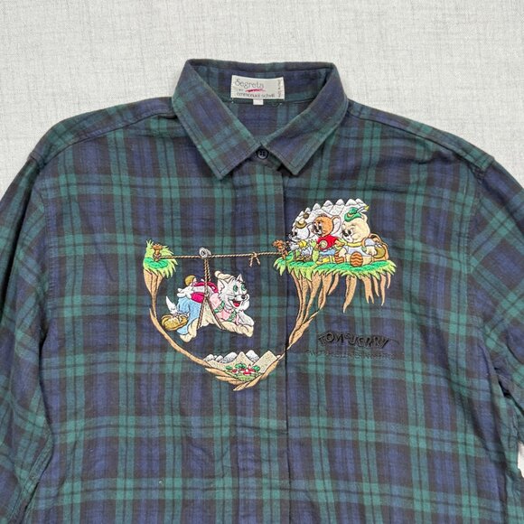 VTG Segreta by Emmanuel Schvili Plaid Button-Down Shirt Tom & Jerry Size 44 - Picture 3 of 14